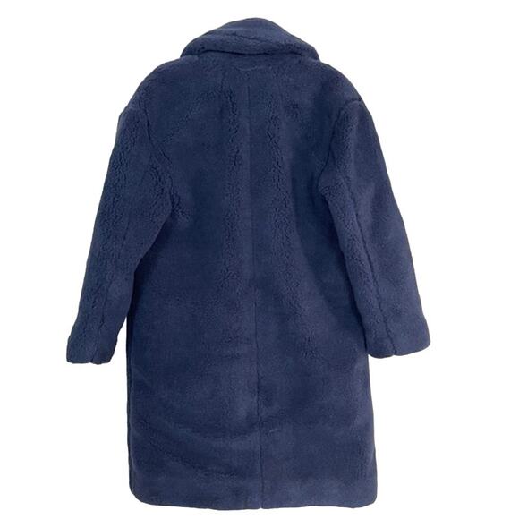 Madewell soft & plush Sherpa Teddy Coat Navy Dark Nightfall Blue pockets & snaps - Picture 9 of 17